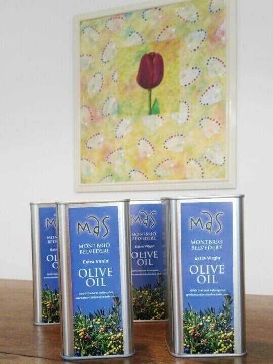 4 blikjes van 500ml, 100% natuurlijke, Extra Virgen Arbequina olijfolie van Montbrio Belvedere